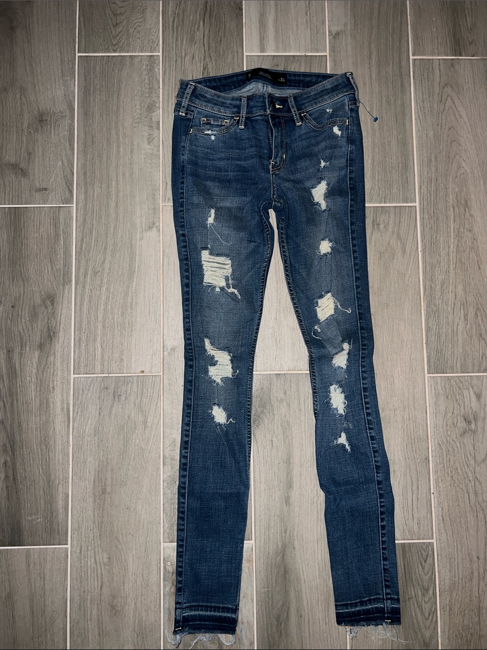 Hollister Dark Blue Distressed Skinny Jeans